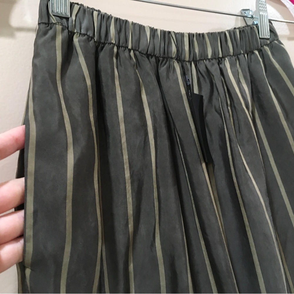 ZARA Pants Striped Ankle Pull On Grey Cupro Womens S Frey Snap New 9449/081 - Picture 3 of 9